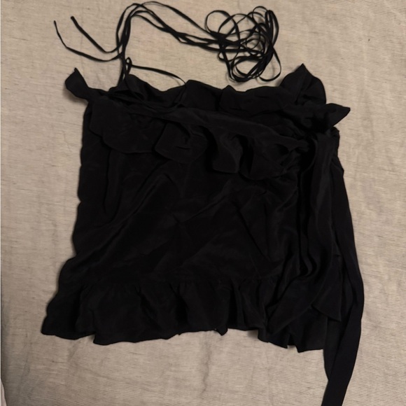 Orseund Iris Silk Ruffle Mini Skirt in Black size S - Picture 5 of 7